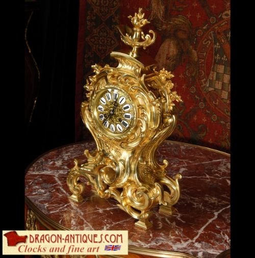 Large and Stunning Rococo Clock by A. D. Mougin, French - Circa 1890 .